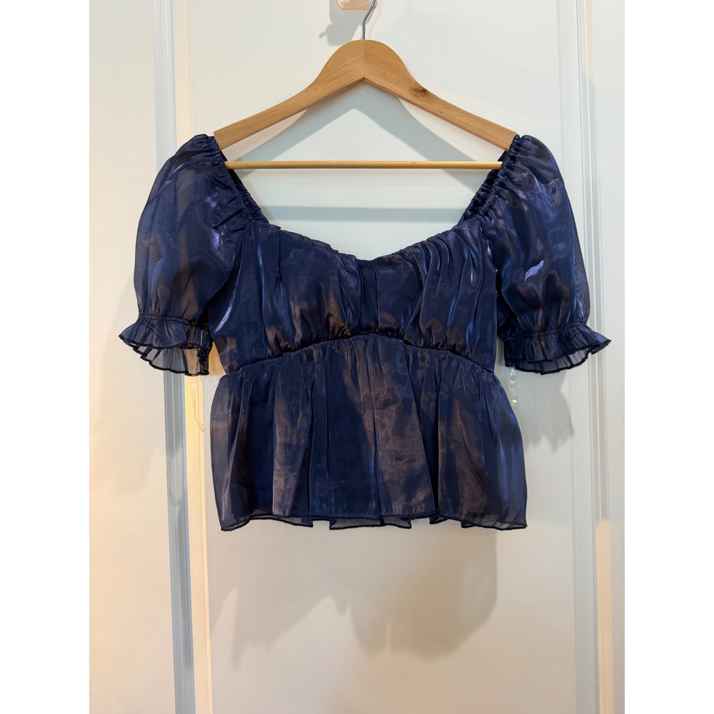 Thirty Thirty LA Navy Blue Iridescent Organza Fairycore Boho Cottagecore Medium